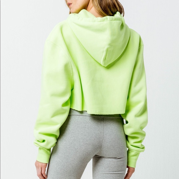 Champion Reverse Weave crop hoodie in lime - Picture 2 of 5